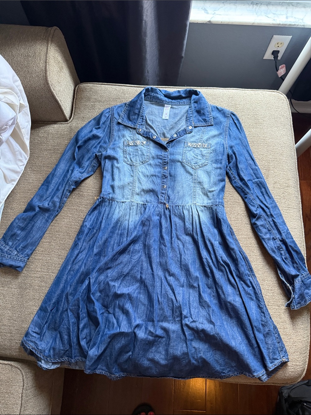 Justice Girls Denim Blue Long Sleeve Shirt Dress